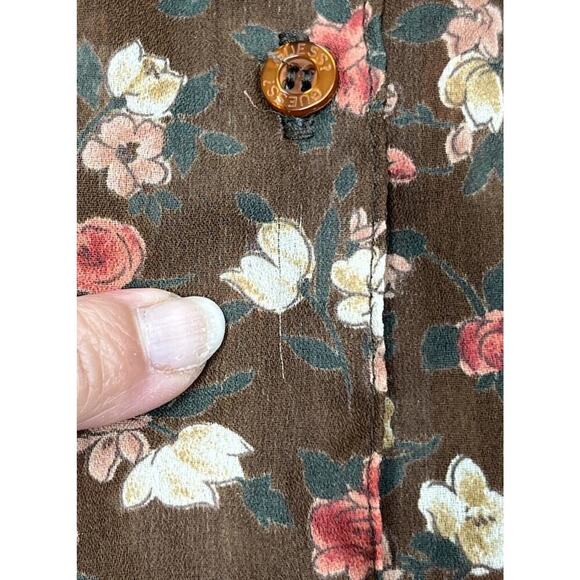 Vintage Guess Blouse Top Women M Brown Floral Y2K Boho Hippie 80s Festival - Picture 13 of 14